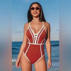 Cupshe Red and White One-Piece Swimsuit